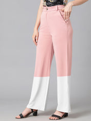 Kotty Women Solid Colourblocked High-Rise Easy Wash Trousers