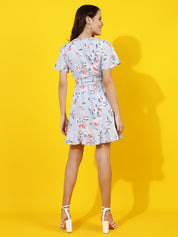 Kotty Printed Crepe Fit & Flare Mini Dress