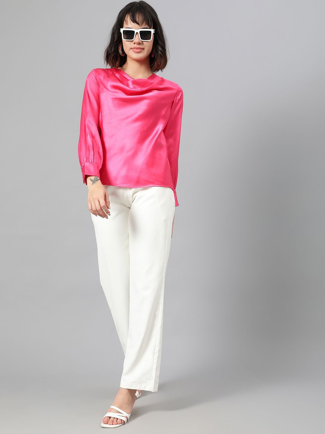 Kotty Women Cowl Neck Satin Top