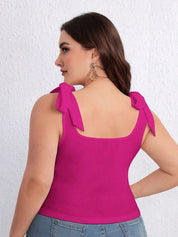 KOTTY Women Plus Size Solid Square Neck Top