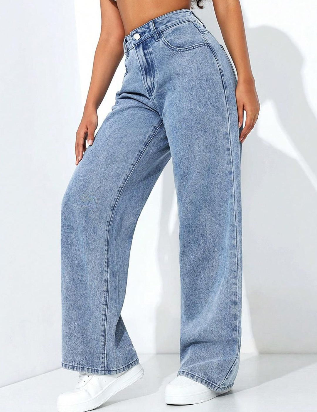 Kotty Women Baggy High-Rise Stretchable Cotton Jeans