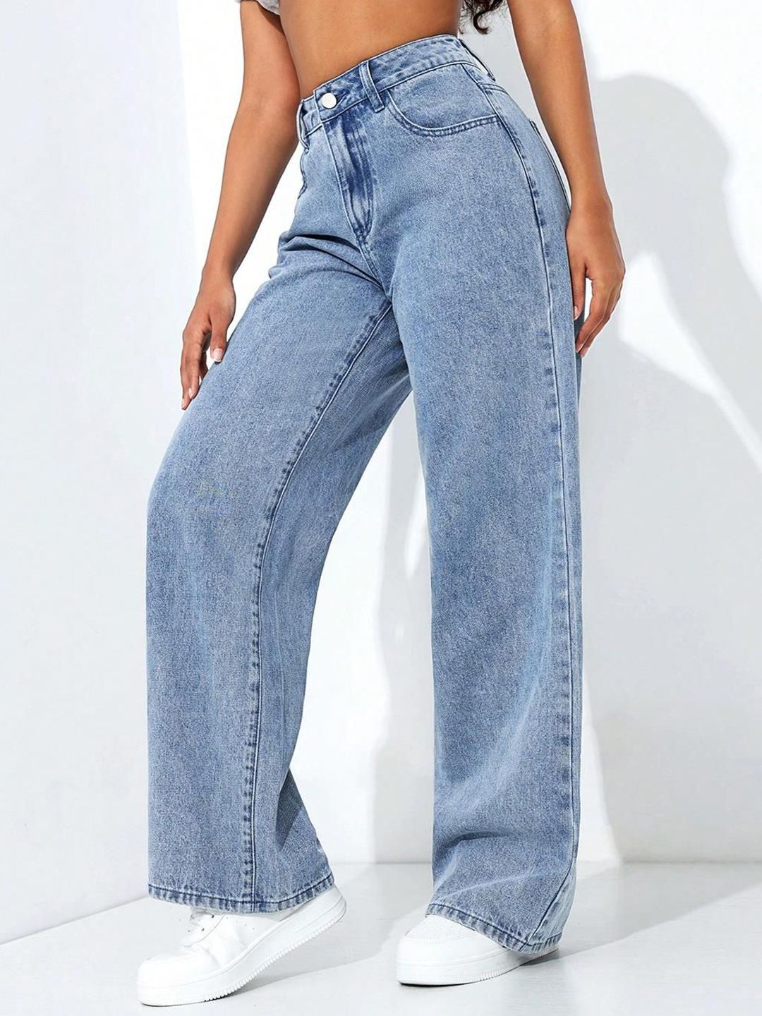 Kotty Women Baggy High-Rise Stretchable Cotton Jeans