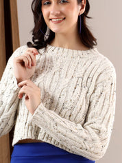 Kotty Women Cable Knit Crop Pullover
