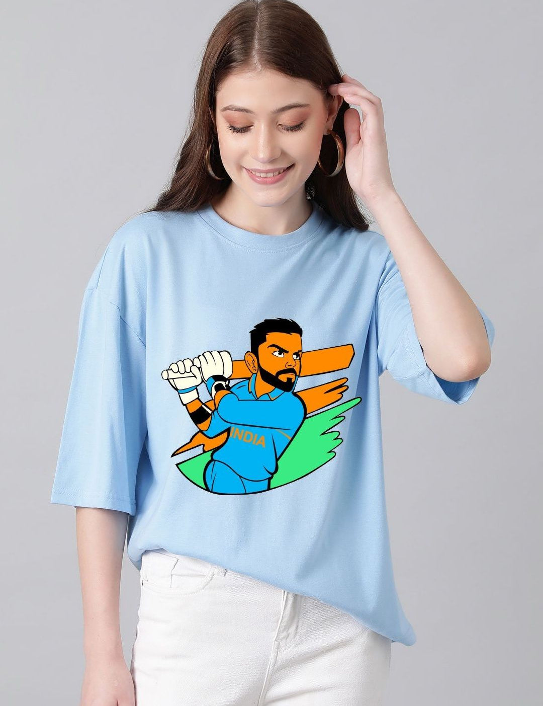 Kotty Women Graphic Printed Round Neck Cotton Oversized T-shirt