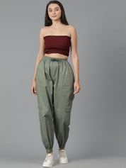 Kotty Women Relaxed High-Rise Easy Wash Cargos Trousers