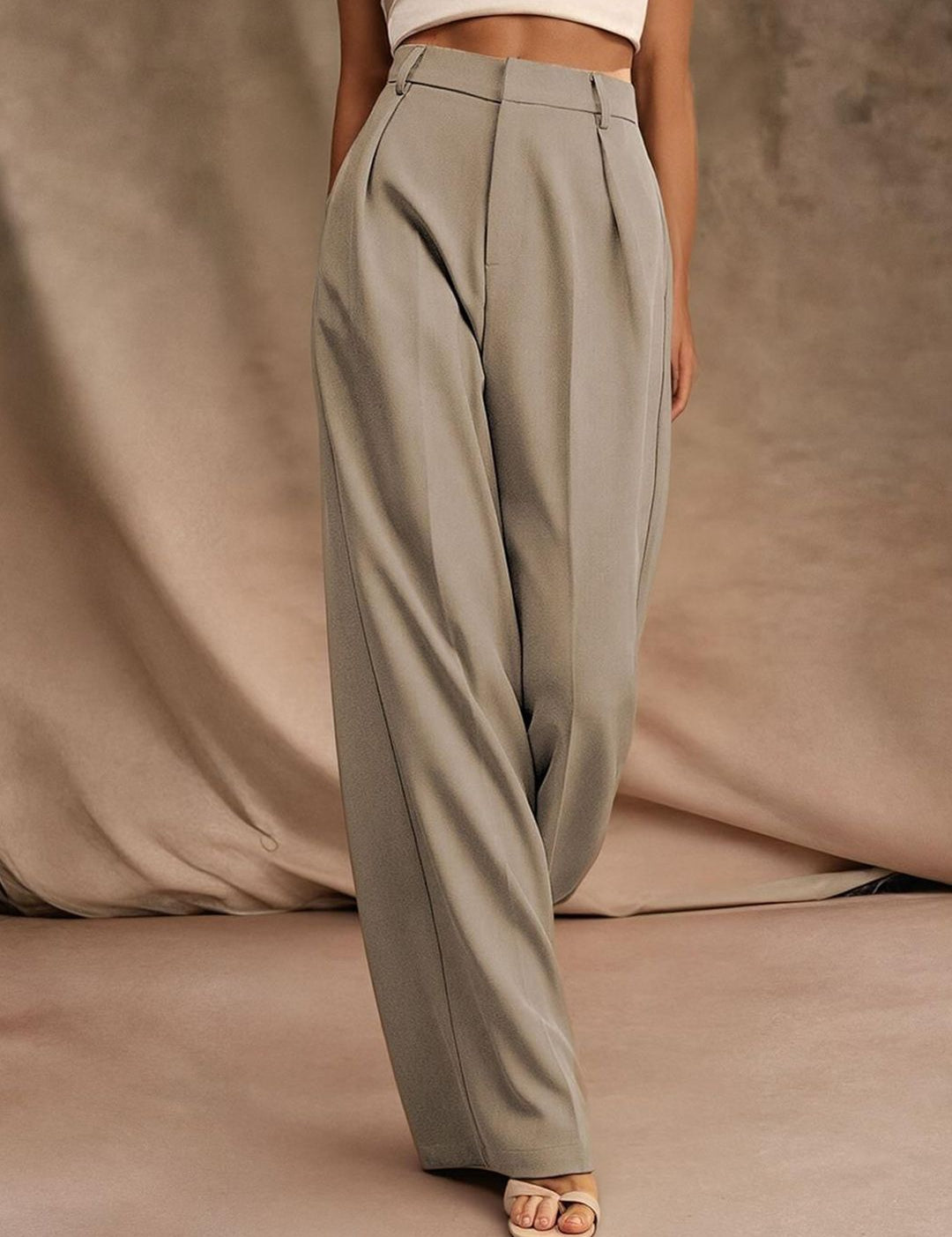 Kotty Women Cotton Relaxed Straight Leg Straight Fit High-Rise Easy Wash Formal Trousers