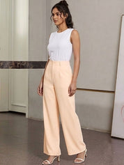 Peach Regular Fit High-Rise Trousers for Women | Kotty