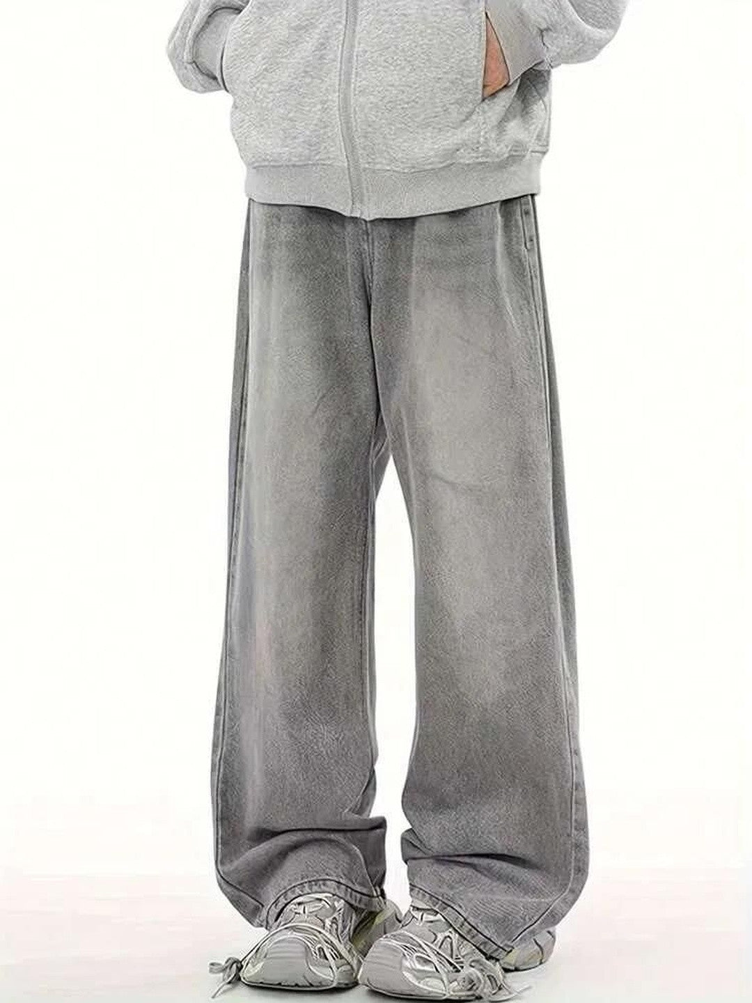 Kotty Men Wide Leg Low Rise Light Fade Stretchable Jeans