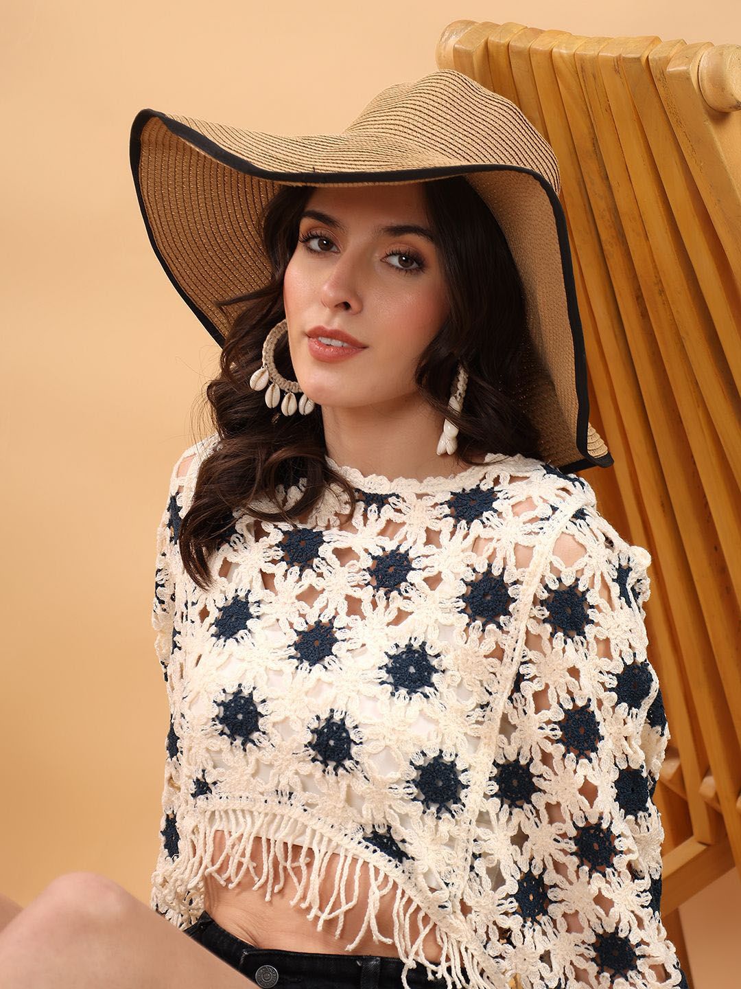 Kotty Embellished Print Cotton Top