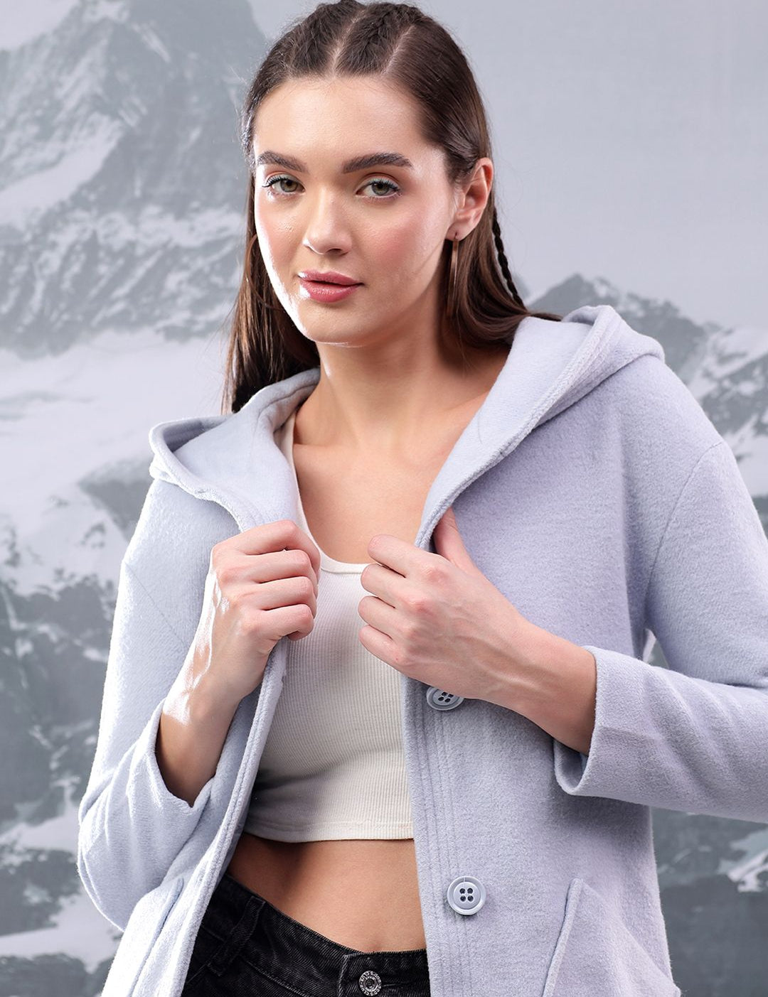 Kotty Women Single Breasted Hooded Overcoat