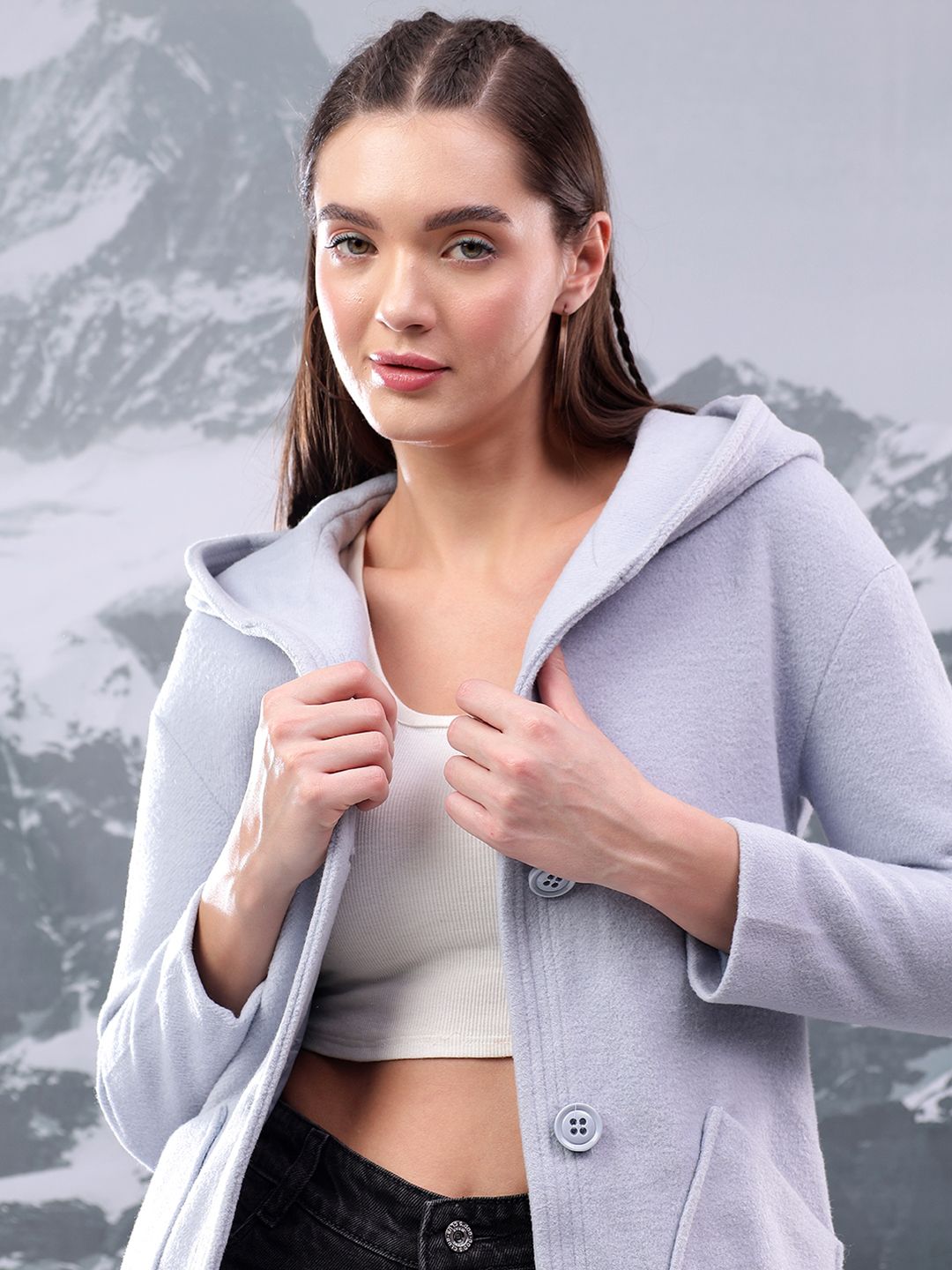 Kotty Women Single Breasted Hooded Overcoat