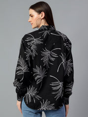 Kotty Women Comfort Spread Collar Floral Printed Cotton Oversized Casual Shirt
