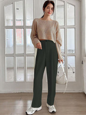 Kotty Women Relaxed Straight Leg High-Rise Cotton Trousers