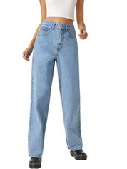 Kotty Women Jean Straight Fit High-Rise Low Distress Light Fade Stretchable Jeans