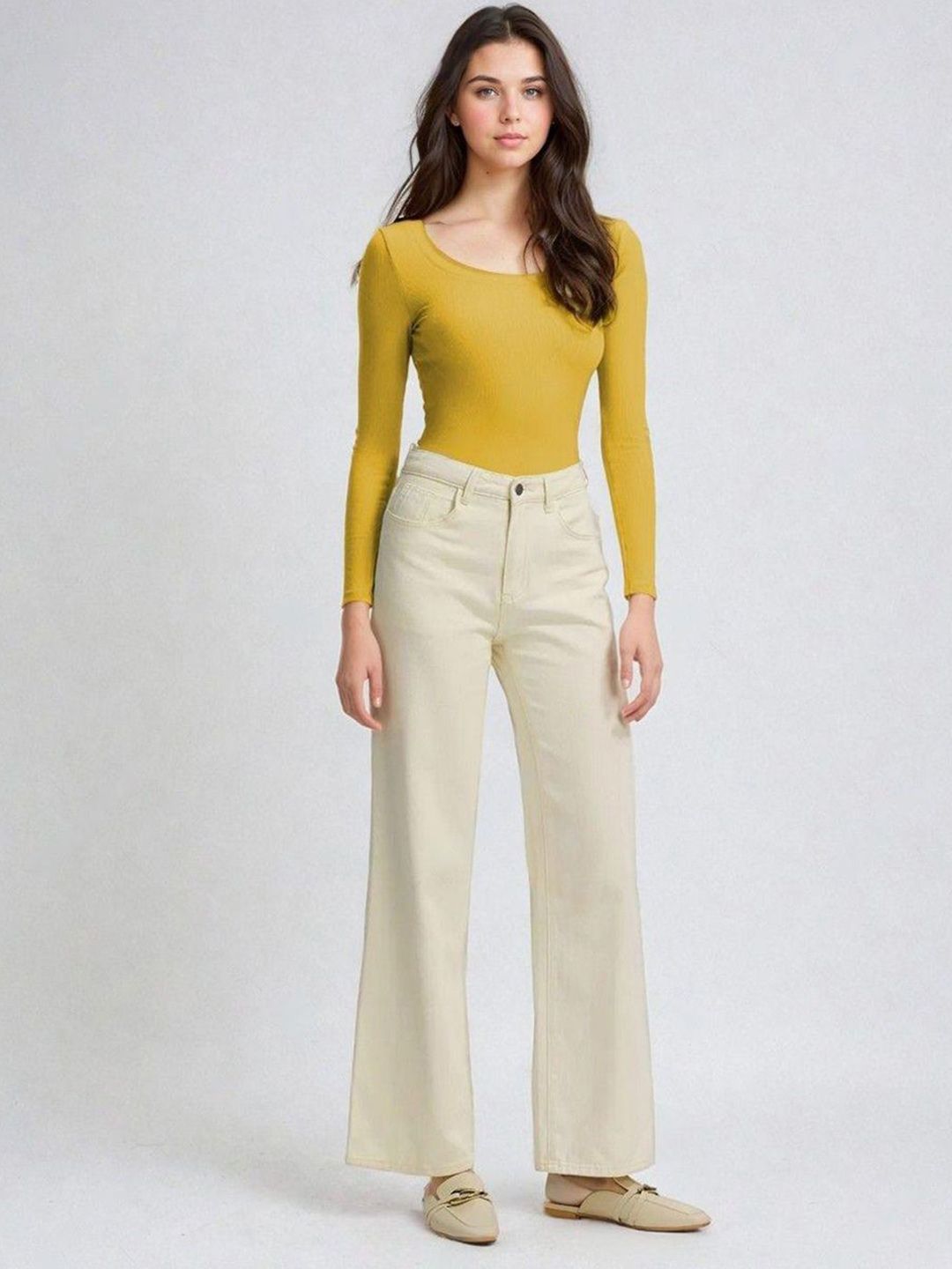 Kotty Women Scoop Neck Long Sleeves Fitted Top