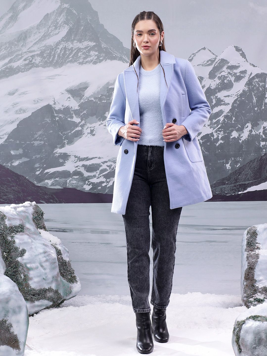 Kotty Women Notched Lapel Single-Breasted Overcoat