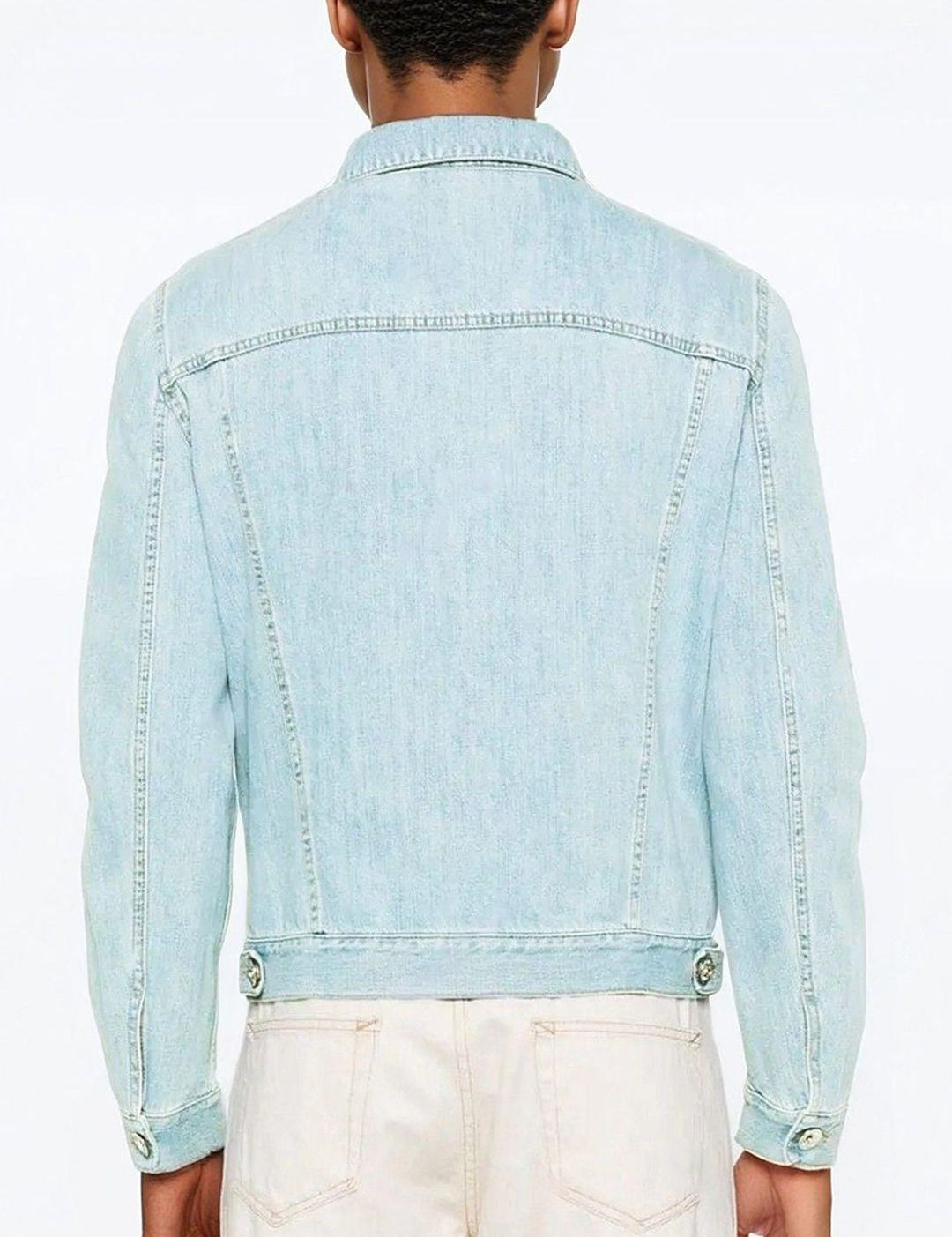 Kotty Men Solid Spread Collar Denim Jacket