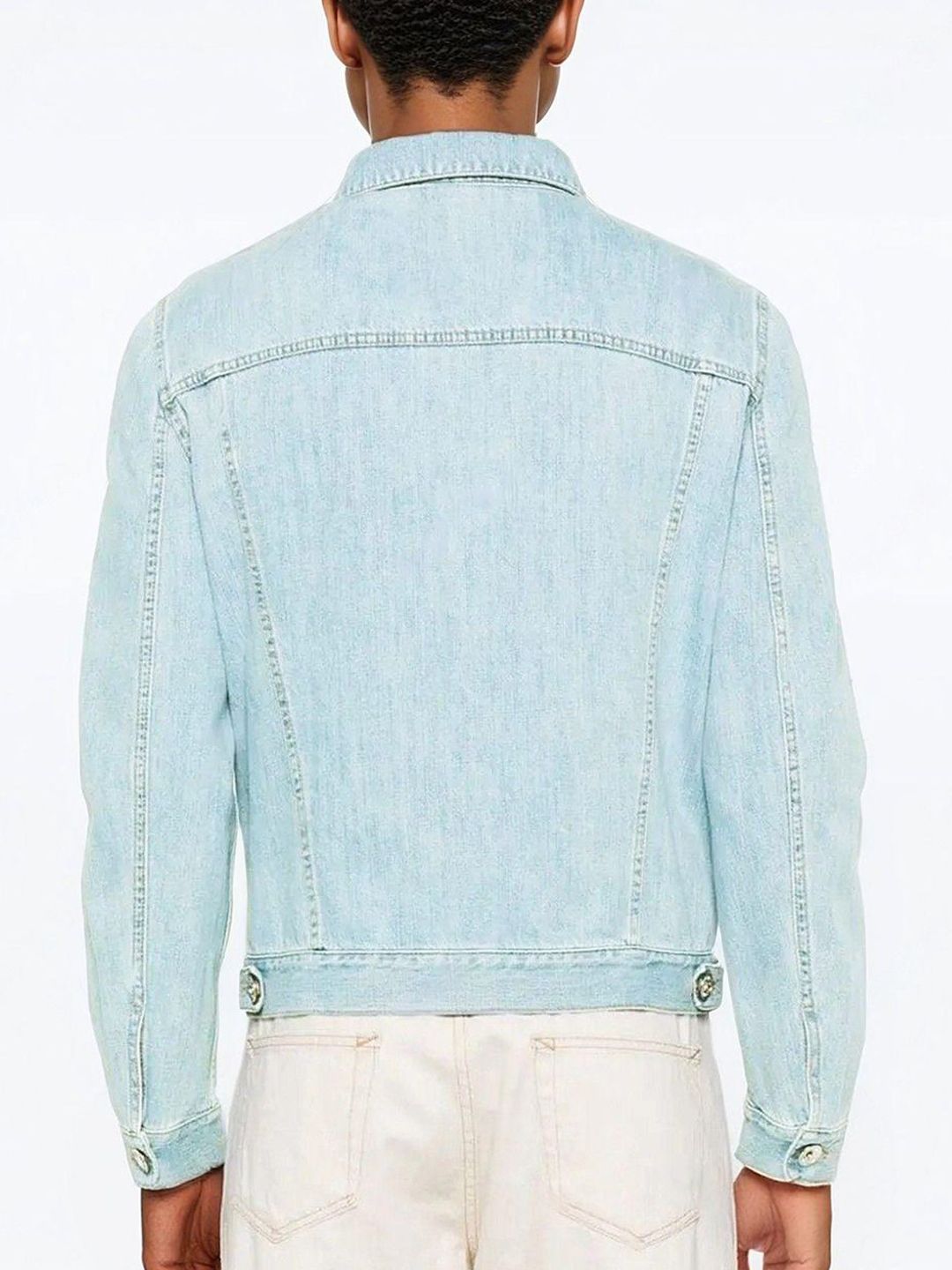 Kotty Men Solid Spread Collar Denim Jacket