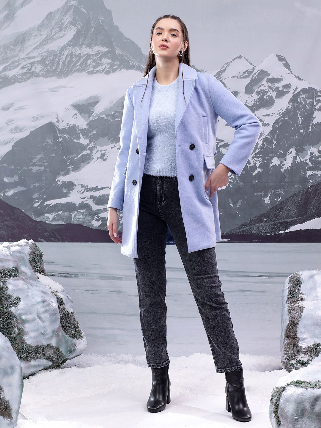 Kotty Women Notched Lapel Single-Breasted Overcoat