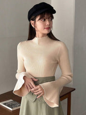 Kotty  Women Flared Sleeve Ribbed Top