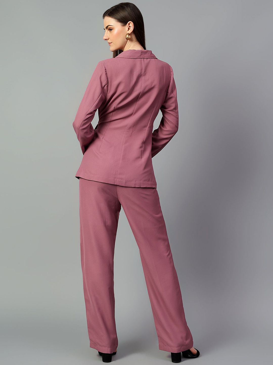 Kotty Purple V-Neck Long Sleeves Coat & Trouser