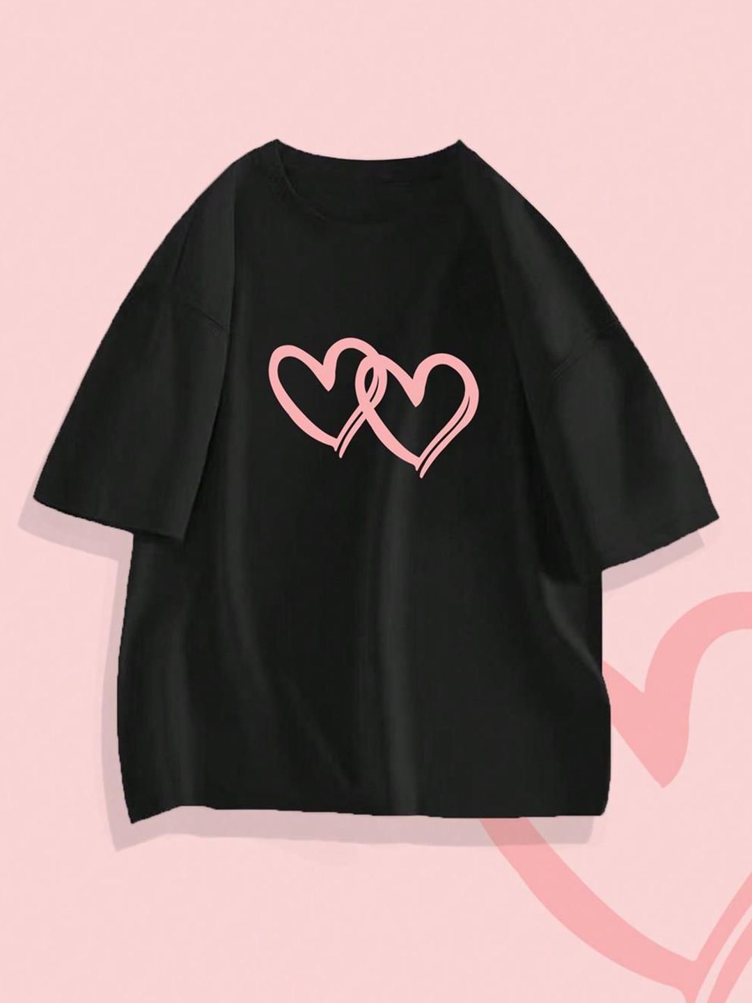 Kotty Girls Graphic Printed Round Neck Cotton Oversized T-shirt