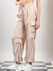 Kotty Women High-Rise Easy Wash Pleated Cargos Trousers