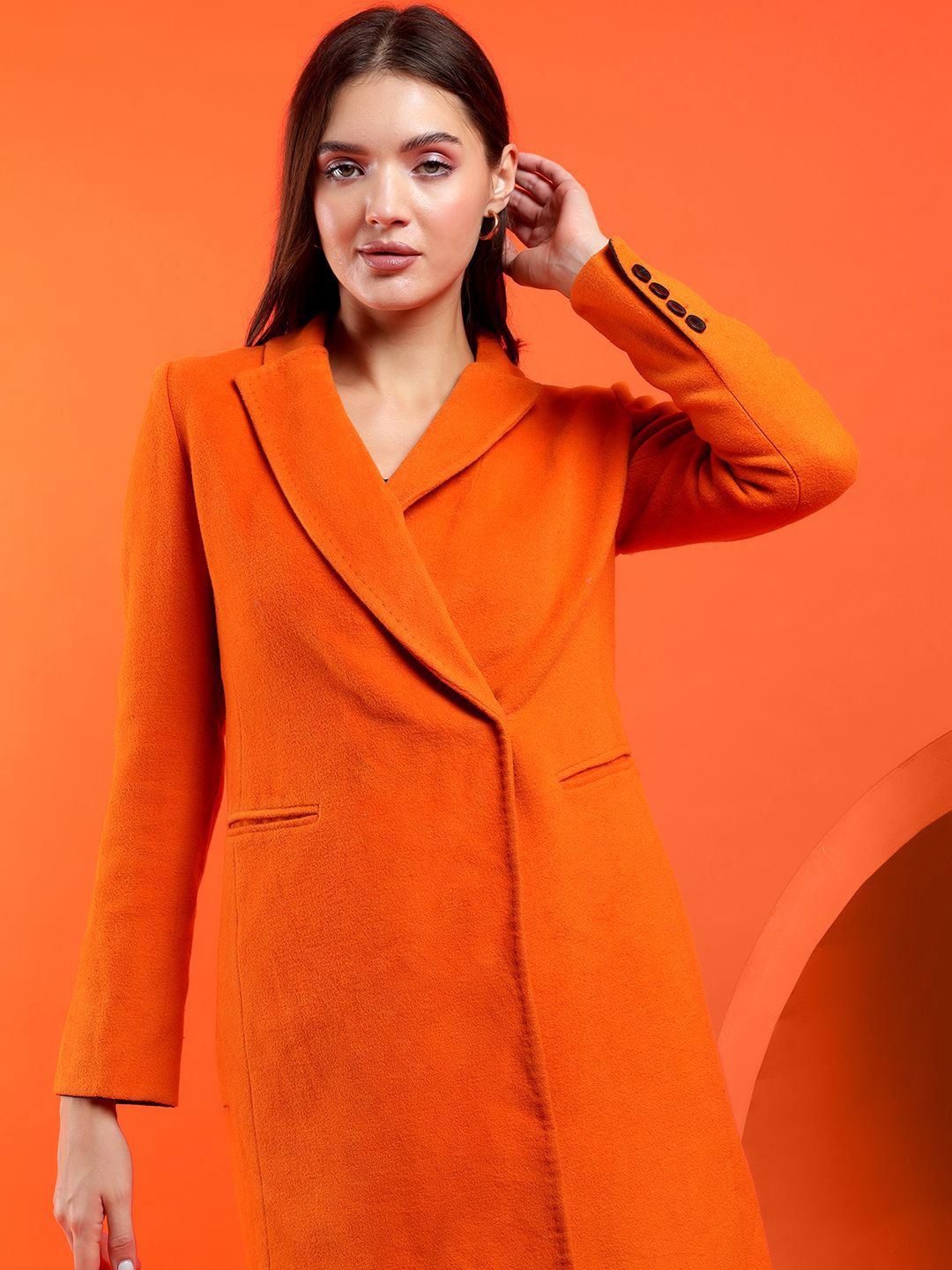 Kotty Solid Shawl Collar Longline Overcoat