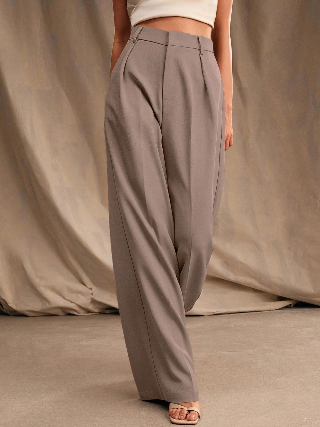 Kotty Women High-Rise Tapered Fit Pleated Trousers