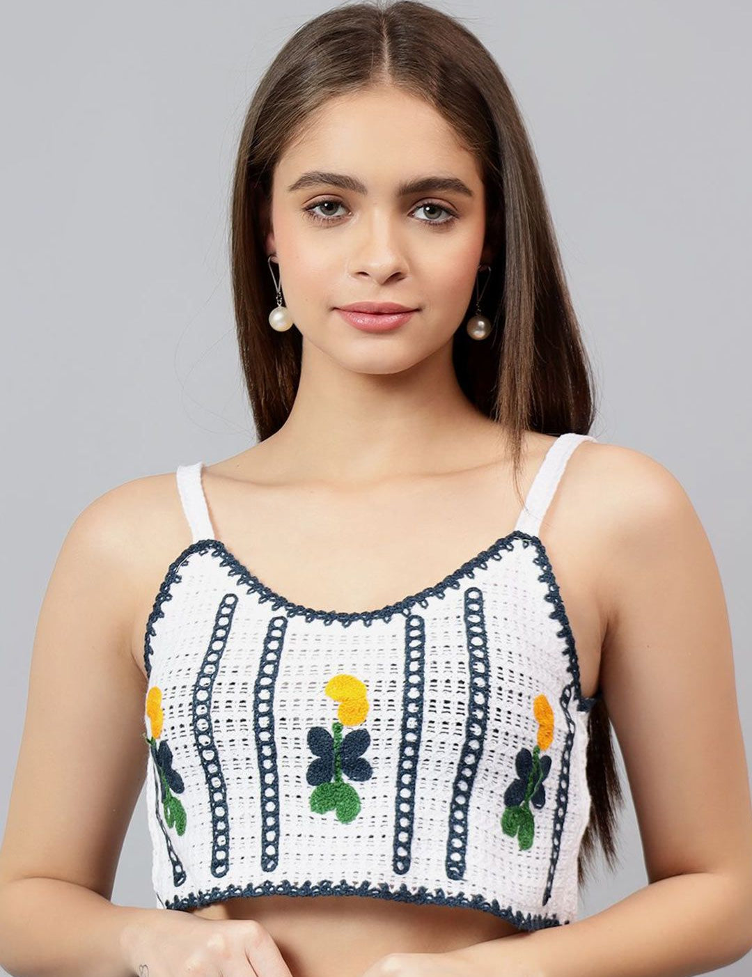 Kotty Women Self Design Scoop Neck Cotton Top