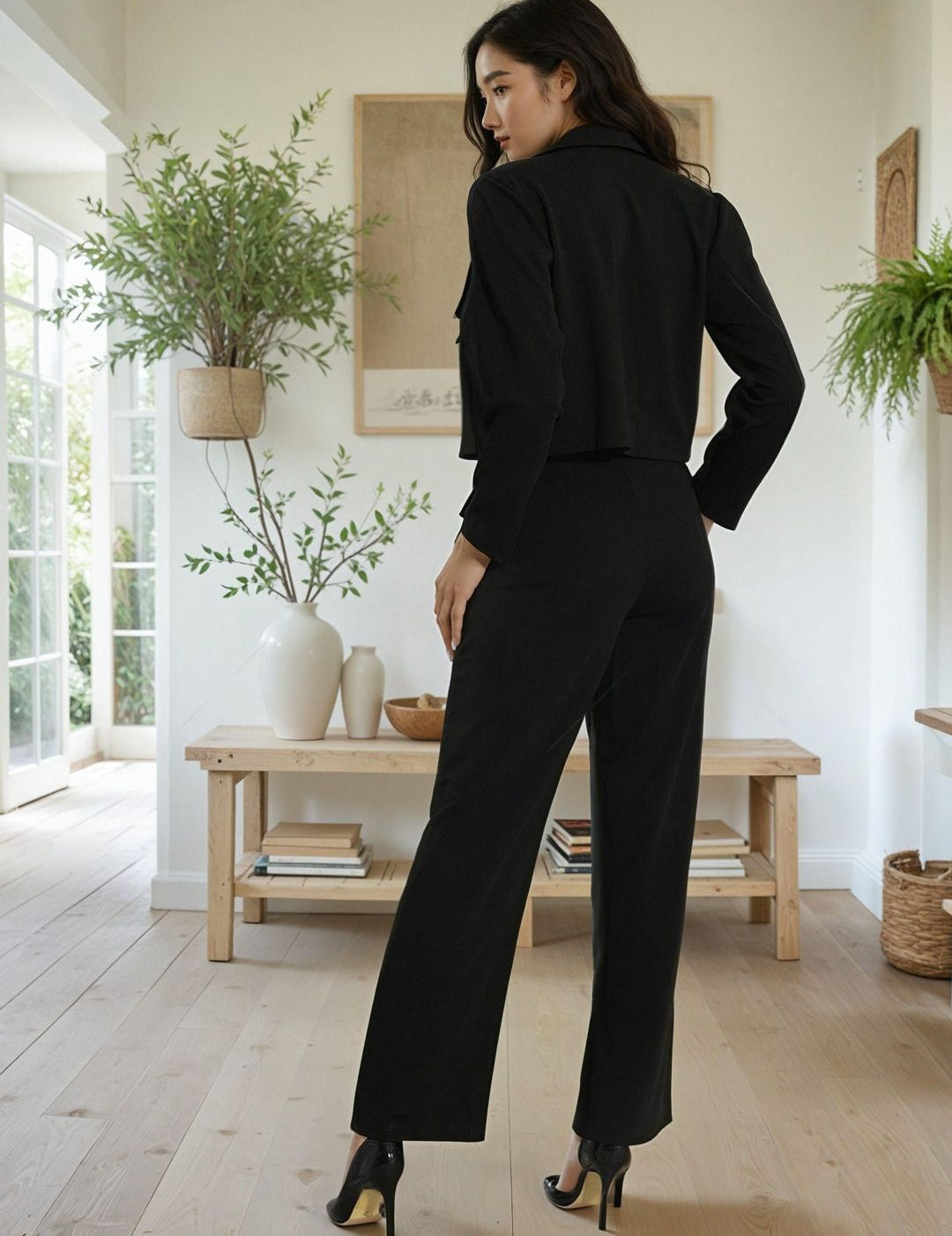 Kotty Lapel Collar Long Sleeves Coat With Trouser 