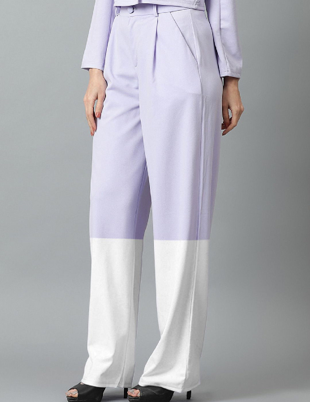 Kotty Women Colourblocked High-Rise Regular Fit Trousers