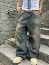 Kotty Men Wide Leg Low-Rise Light Fade Stretchable Jeans