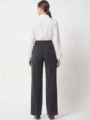 Black Relaxed Fit High-Rise Trousers for Women | Kotty