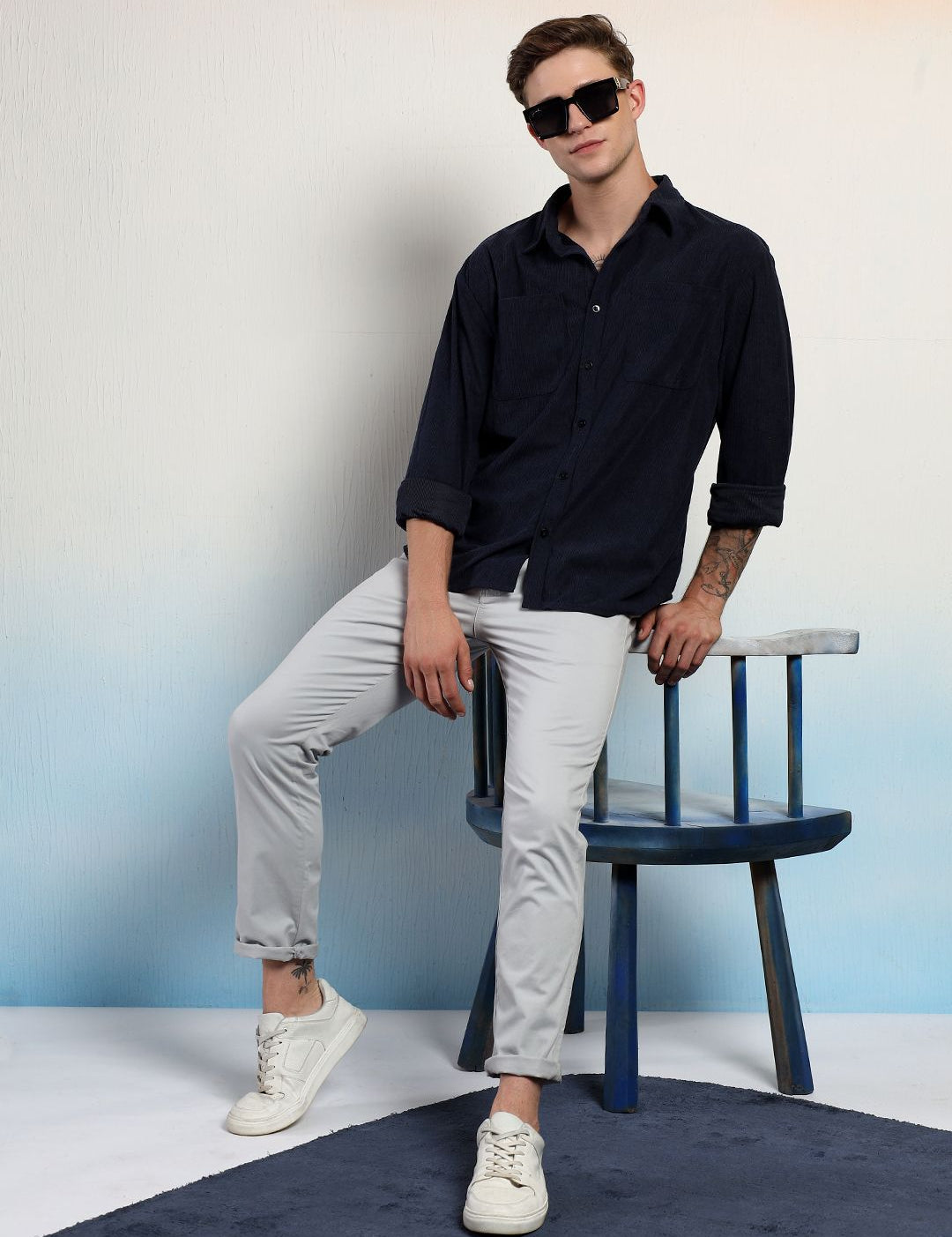 Kotty Men Spread Collar Casual Shirt