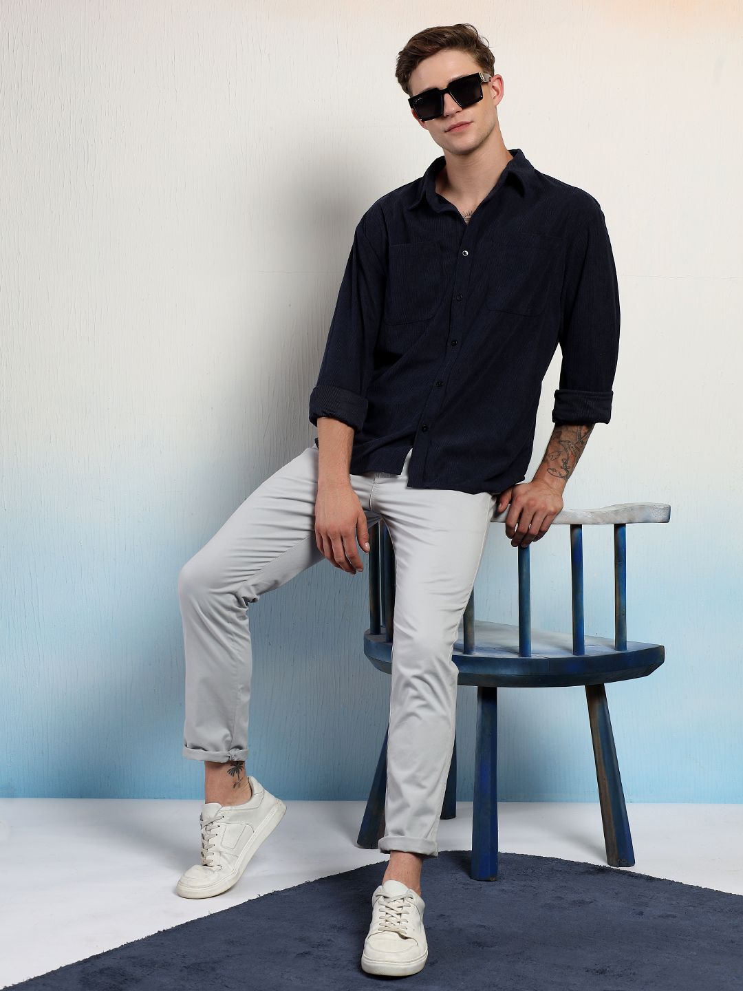 Kotty Men Spread Collar Casual Shirt