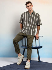 Kotty Men Striped Casual Regular Fit Cotton Shirt