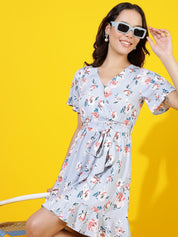 Kotty Printed Crepe Fit & Flare Mini Dress