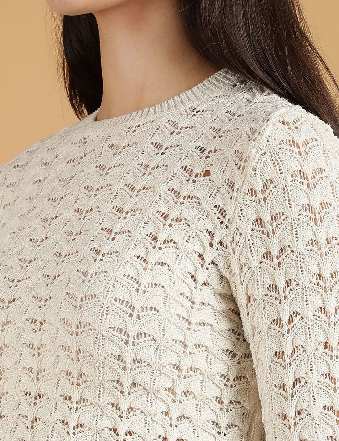 Kotty Women Open Knit Pullover Crop Sweaters