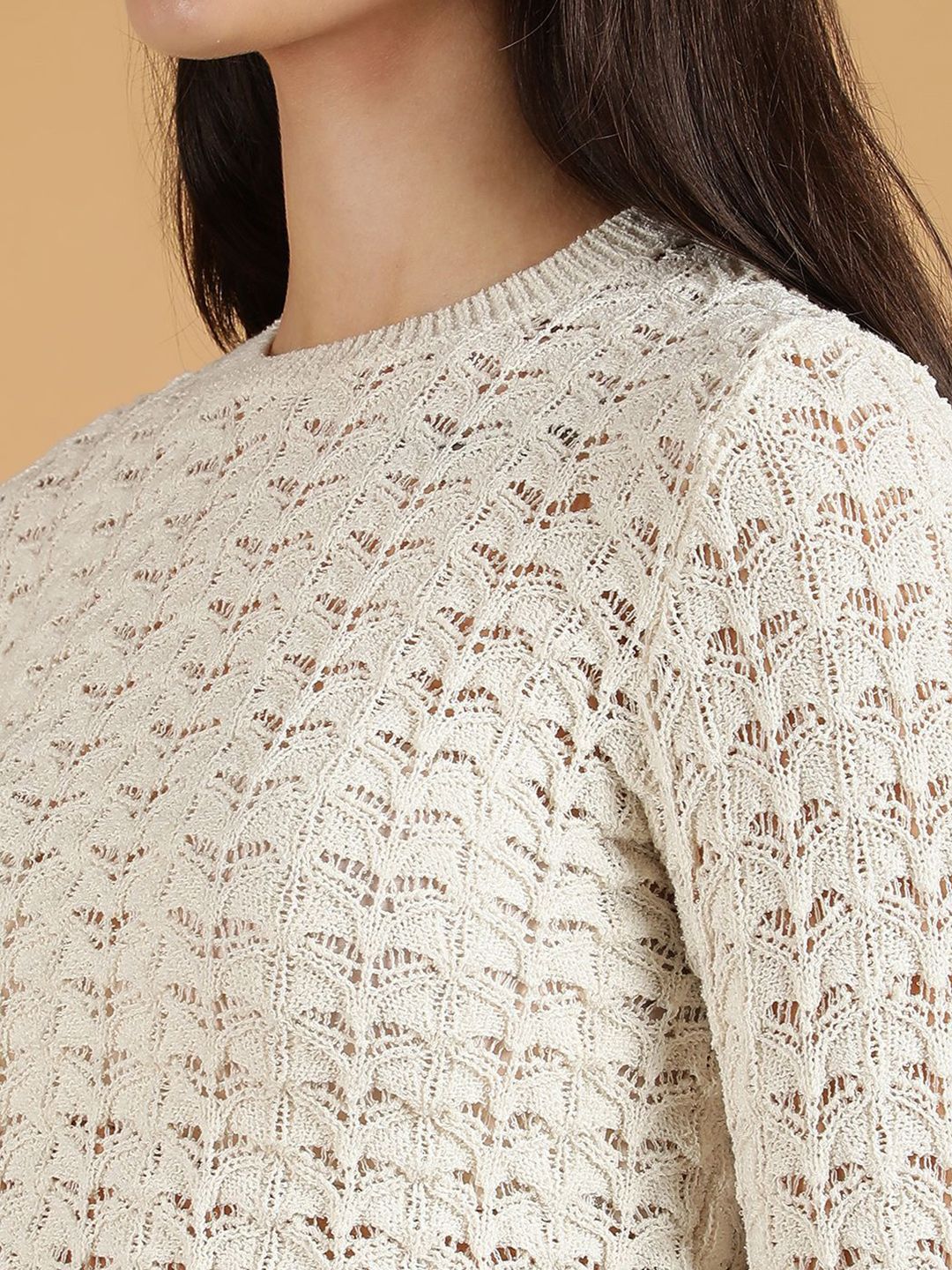 Kotty Women Open Knit Pullover Crop Sweaters