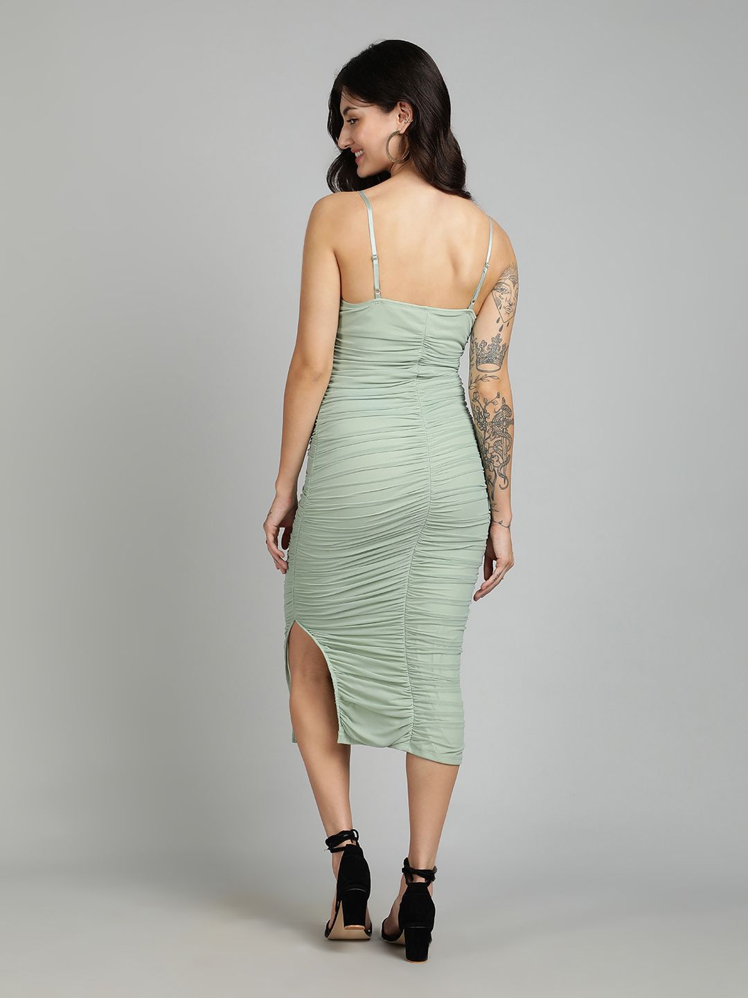 Kotty Women Ruched Bodycon Midi Dress