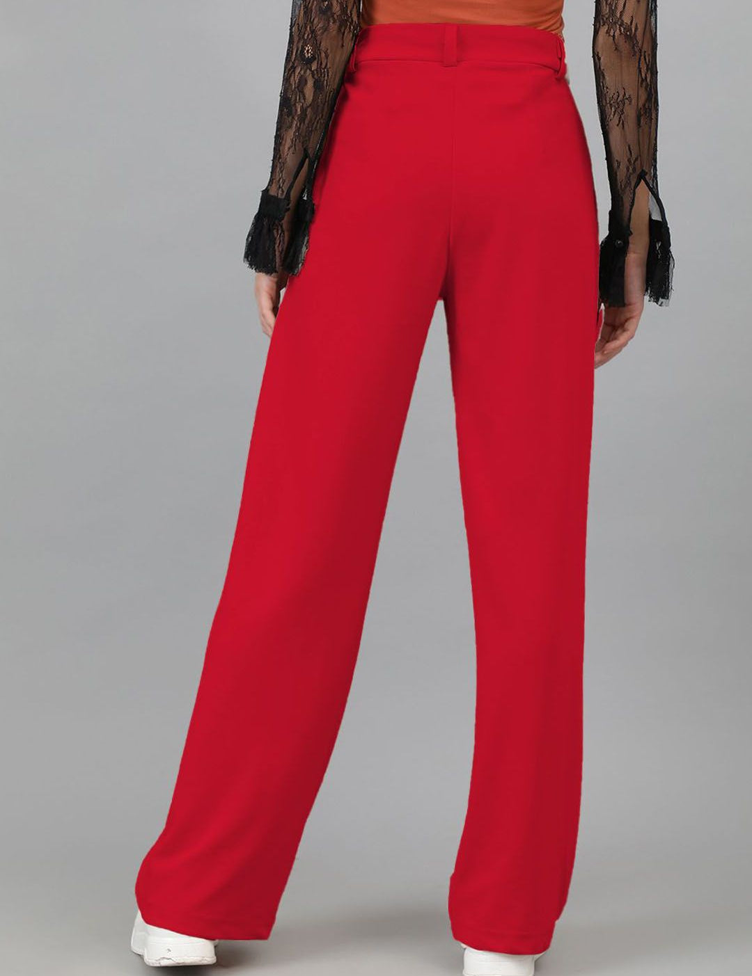 Kotty Women Straight Fit High-Rise Pleated Regular Trousers