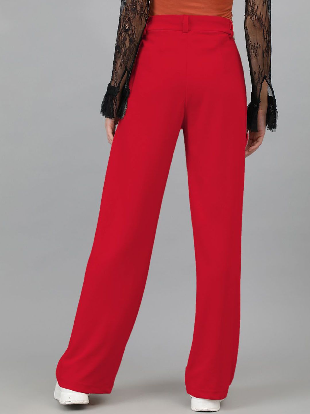 Kotty Women Straight Fit High-Rise Pleated Regular Trousers