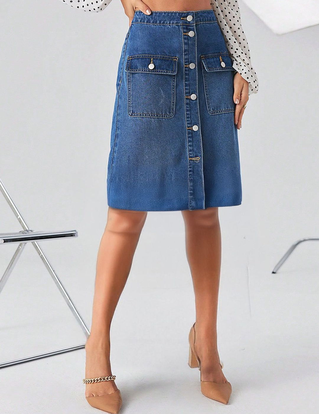 Kotty A-Line Above Knee Blue Skirt