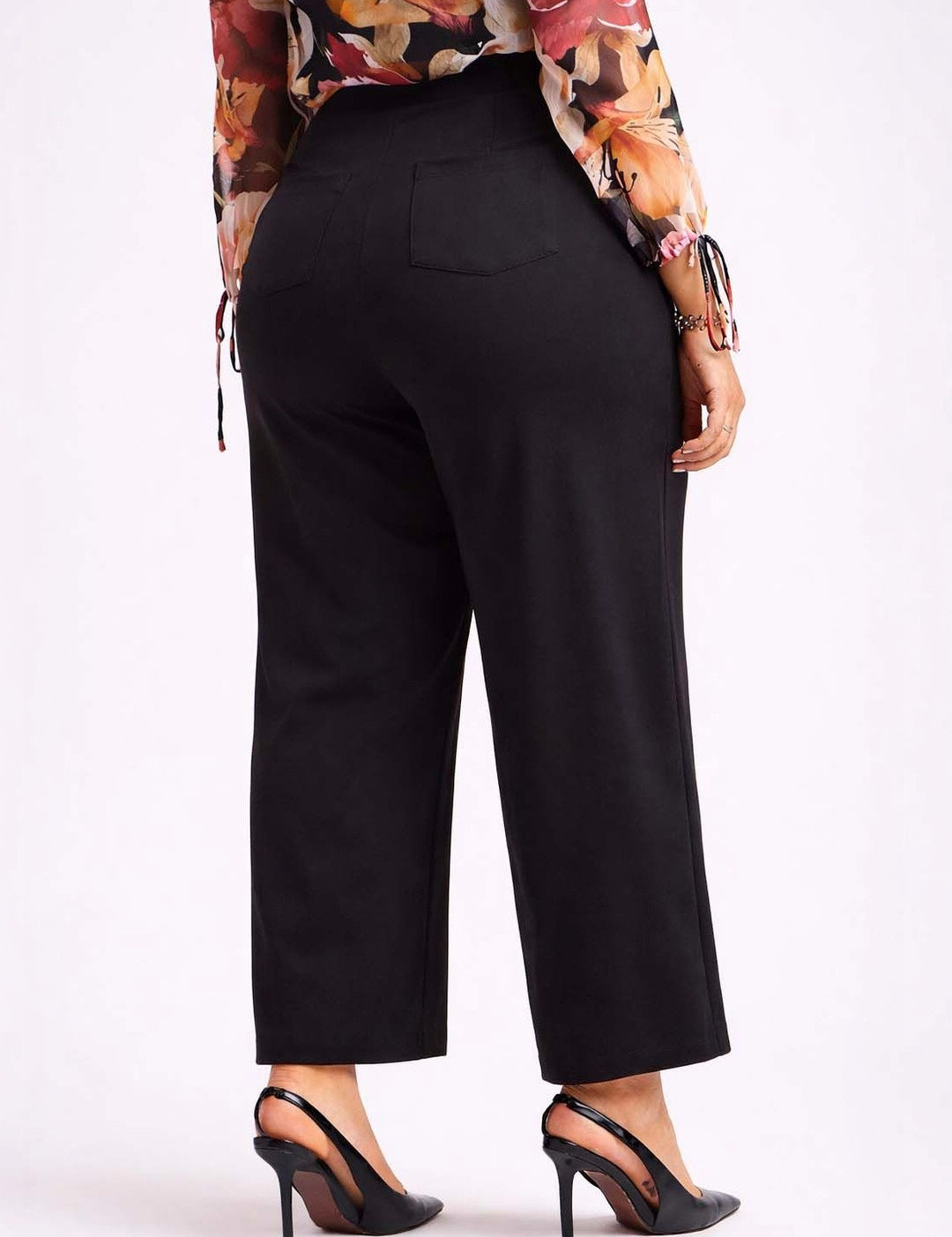 Black Straight Fit High-Rise Trousers for Women | Kotty