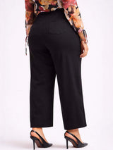 Black Straight Fit High-Rise Trousers for Women | Kotty