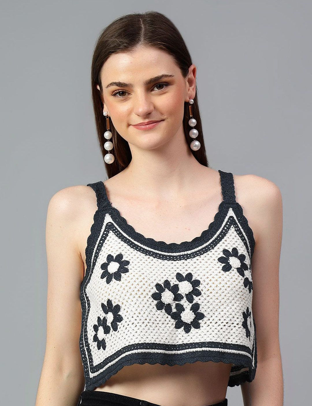 Kotty Women Self Design Scoop Neck Cotton Top