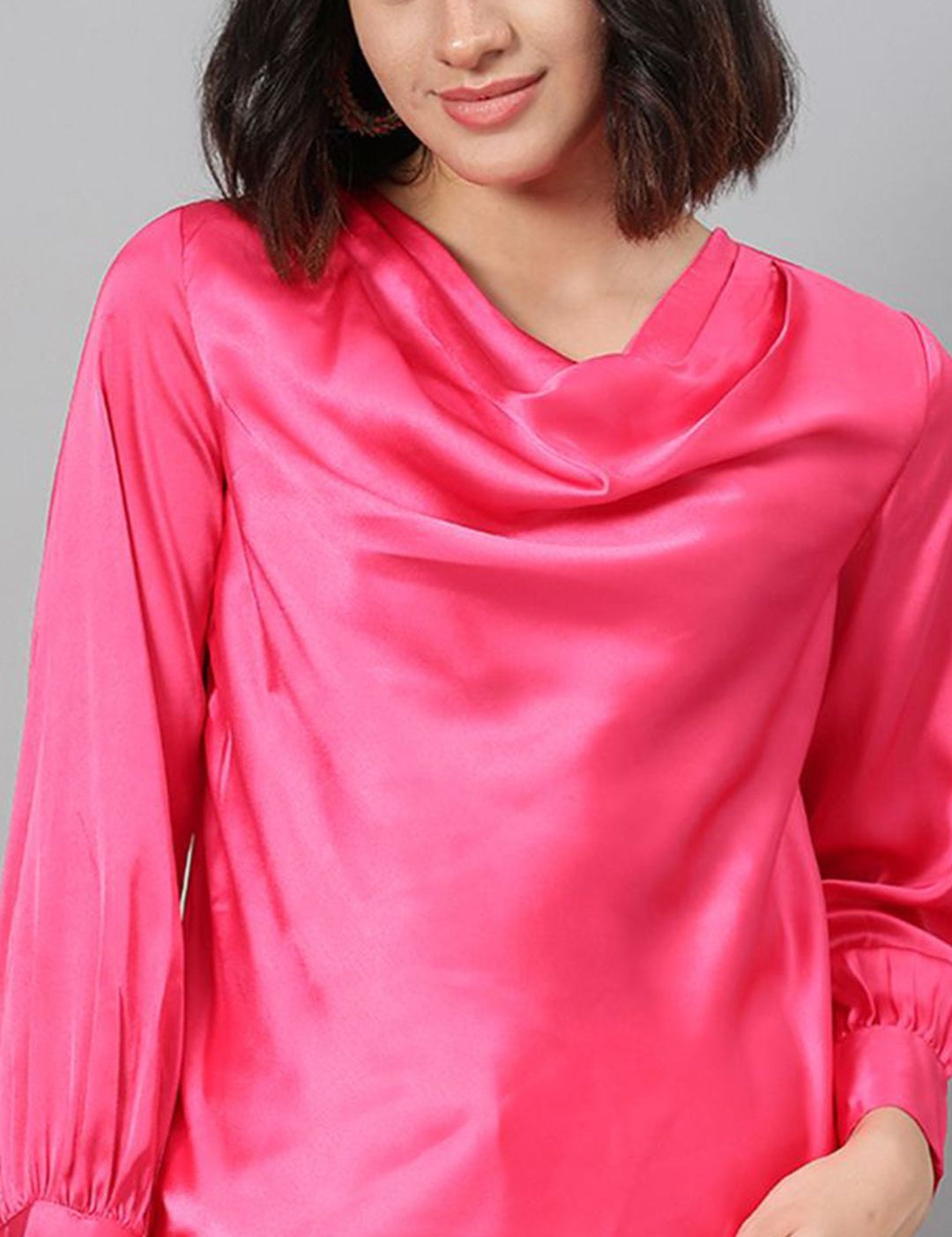 Kotty Women Cowl Neck Satin Top