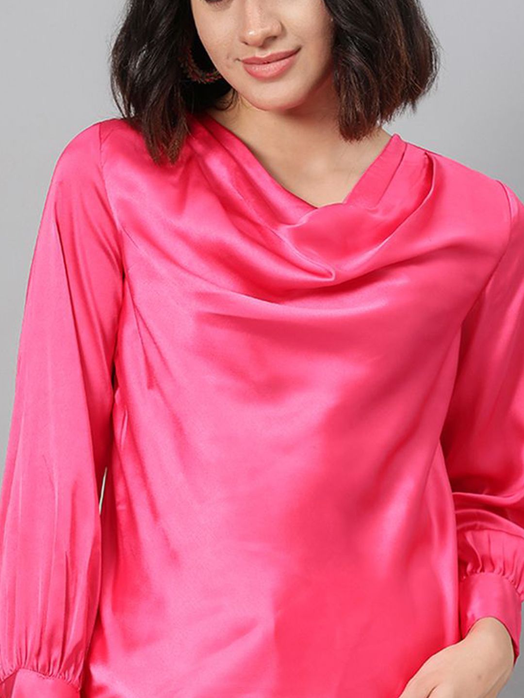 Kotty Women Cowl Neck Satin Top