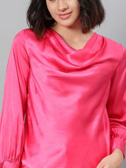 Kotty Women Cowl Neck Satin Top